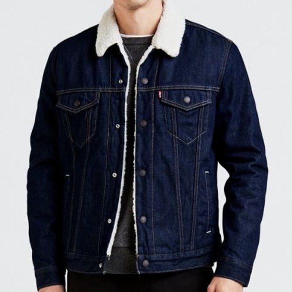 Levi's Other - 🎉HP🎉Levis Premium Sherpa Jean Jacket Dark wash Size XL